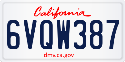CA license plate 6VQW387