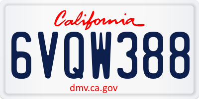 CA license plate 6VQW388