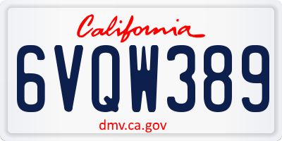 CA license plate 6VQW389