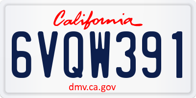 CA license plate 6VQW391