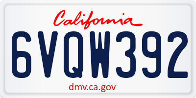 CA license plate 6VQW392