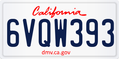 CA license plate 6VQW393