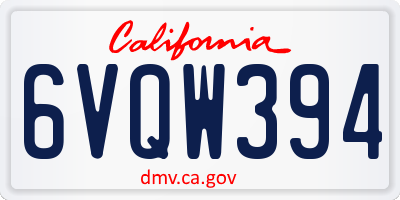 CA license plate 6VQW394
