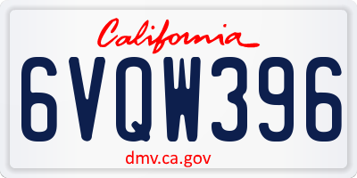 CA license plate 6VQW396