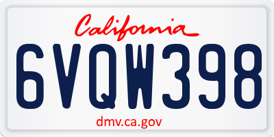 CA license plate 6VQW398