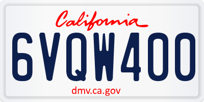 CA license plate 6VQW400