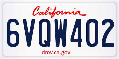 CA license plate 6VQW402