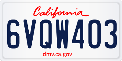 CA license plate 6VQW403