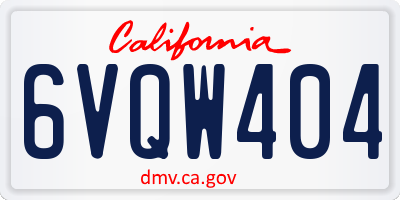CA license plate 6VQW404