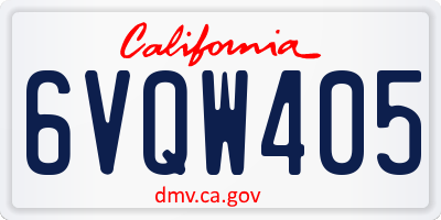 CA license plate 6VQW405