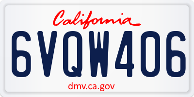 CA license plate 6VQW406