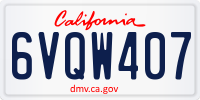 CA license plate 6VQW407