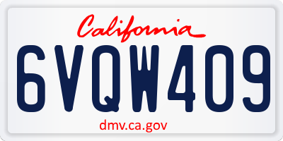 CA license plate 6VQW409