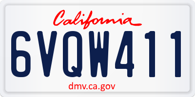 CA license plate 6VQW411