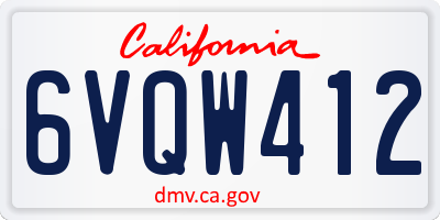 CA license plate 6VQW412