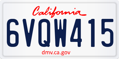 CA license plate 6VQW415