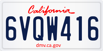 CA license plate 6VQW416