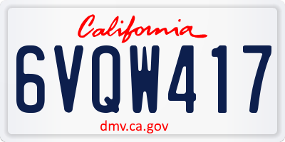 CA license plate 6VQW417