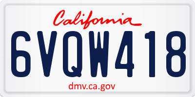 CA license plate 6VQW418