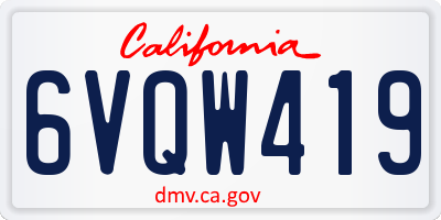 CA license plate 6VQW419