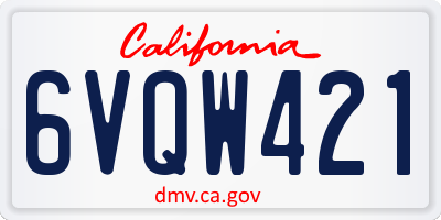 CA license plate 6VQW421