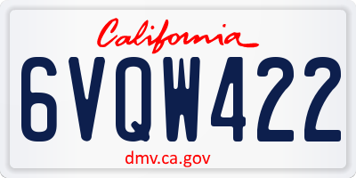 CA license plate 6VQW422