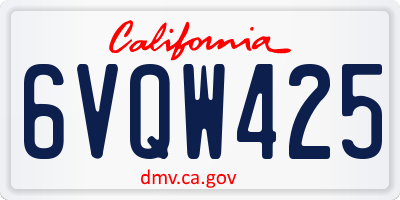 CA license plate 6VQW425