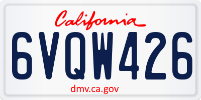 CA license plate 6VQW426