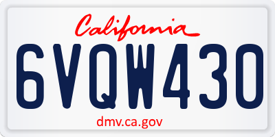CA license plate 6VQW430