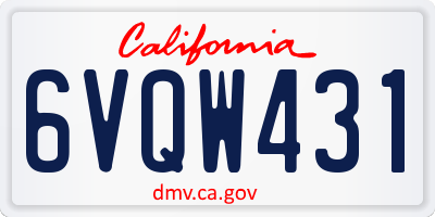 CA license plate 6VQW431