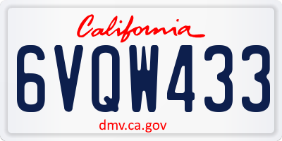 CA license plate 6VQW433