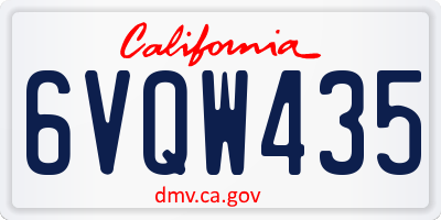 CA license plate 6VQW435