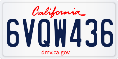 CA license plate 6VQW436