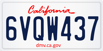 CA license plate 6VQW437