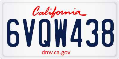 CA license plate 6VQW438