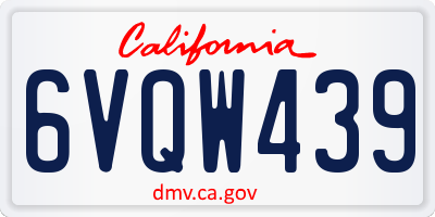CA license plate 6VQW439