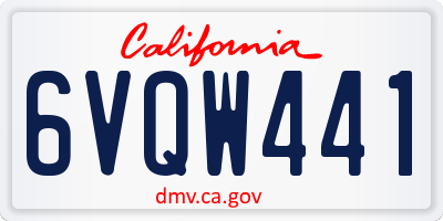 CA license plate 6VQW441