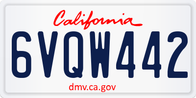 CA license plate 6VQW442
