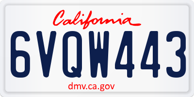CA license plate 6VQW443