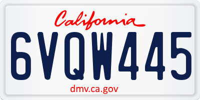 CA license plate 6VQW445