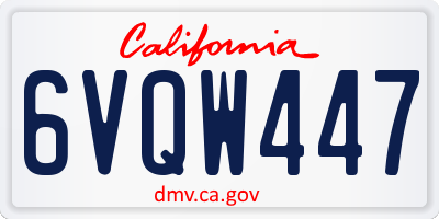 CA license plate 6VQW447