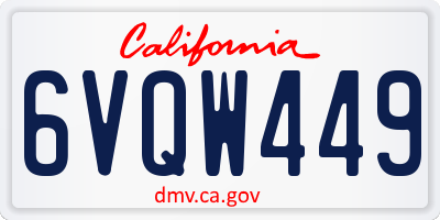 CA license plate 6VQW449