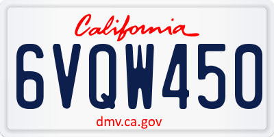 CA license plate 6VQW450