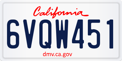 CA license plate 6VQW451
