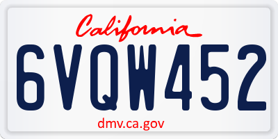 CA license plate 6VQW452