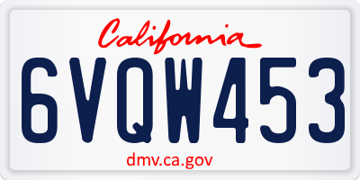 CA license plate 6VQW453