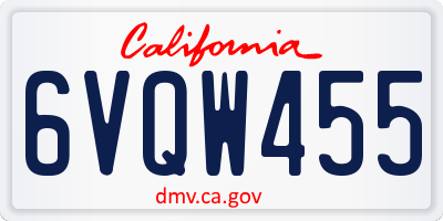 CA license plate 6VQW455