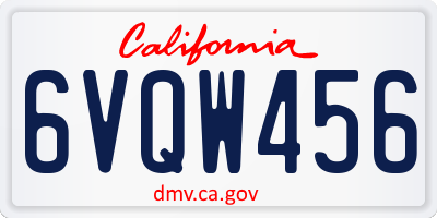 CA license plate 6VQW456