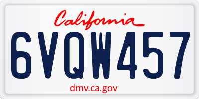 CA license plate 6VQW457