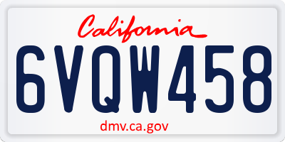 CA license plate 6VQW458